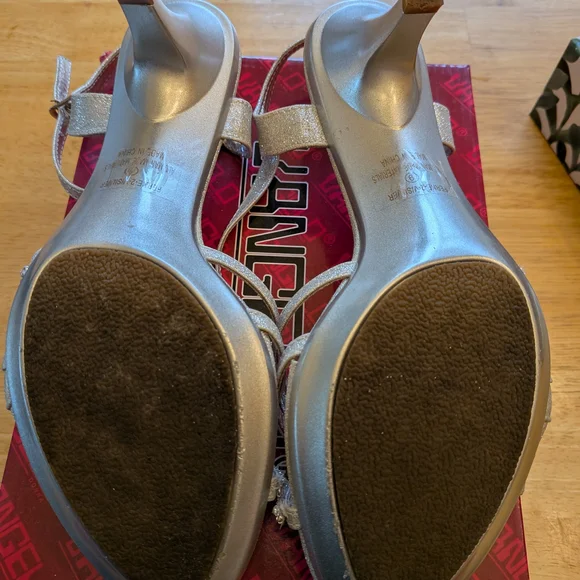 Vangelo Rhinestone Silver Strappy Heels - Picture 3 of 4